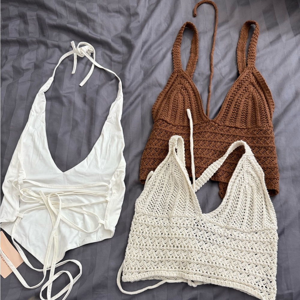 BUNDLE 3 crop tank tops crochet